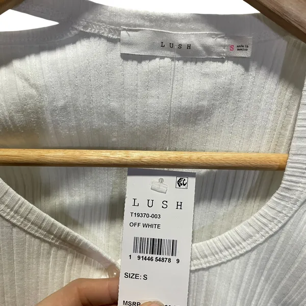 Lush Off White Ribbed Knit Cutout Shoulder Button Front Cardigan Y2K New S‎ - Image 3