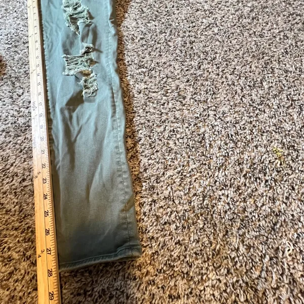 American Eagle Super Stretch Jeggings Olive Green Distressed Ripped Size 14‎ Reg - Image 7