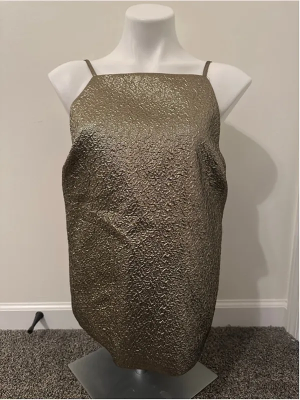Women's Abercrombie and Fitch Gold Textured Tank Top S with Black Lining - Image 2