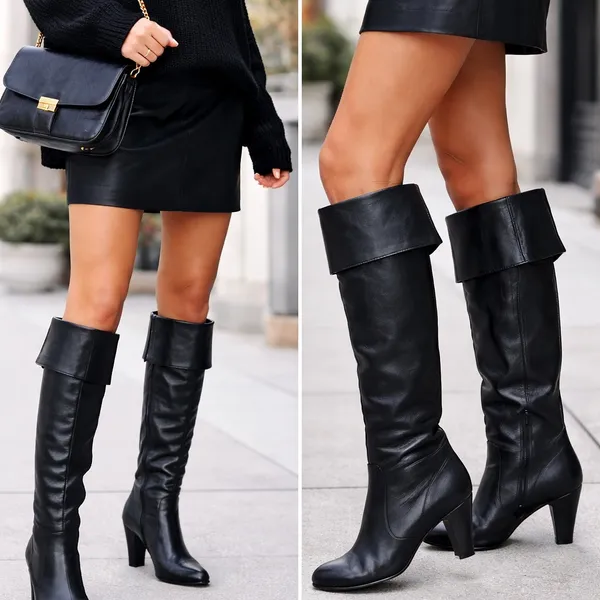 ASH Black Leather Knee-High Heeled Boots Women’s EU 39 / US 8–8.5 - Image 5