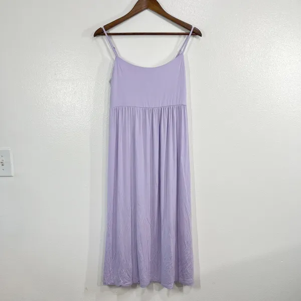 Old Navy Fit & Flare Cami Midi Dress Lavender Aure Large Casual Sundress Rayon - Image 2