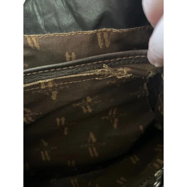 Handmade Vintage 90s Western Brown Tooled Leather Studded Suede Star Shoulder Bag - Image 6