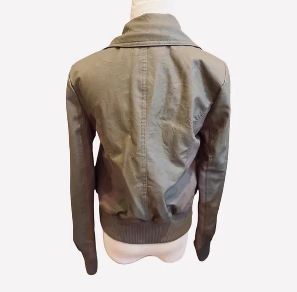 Urban Outfitters Jack Faux Leather Bomber Jacket Moto Taupe M - Image 5