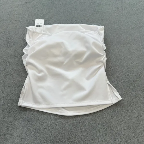 NWT Your Favorite Pacsun Tube Top S Women White Sleeveless Ruched Cropped Blouse - Image 2