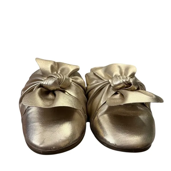 Paprika Bow Mule Ruched Slip-On Gold 7.5 - Image 3
