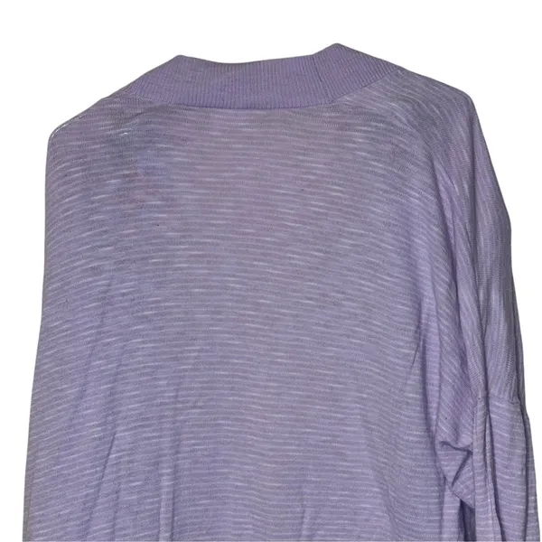 Gap Womens Sweater Open Cardigan Long Sleeve Lavender White Striped Slub Large - Image 8