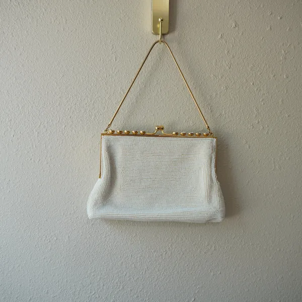 Vintage Bag by Debbie White Seed Bead Aurora Borealis Rhinestone Clutch Japan - Image 3