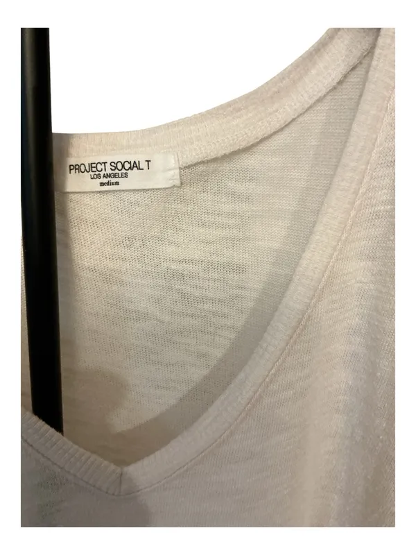 Title Project Social T Los Angeles White Slub Knit V-Neck Tank Top - Size M - Image 3