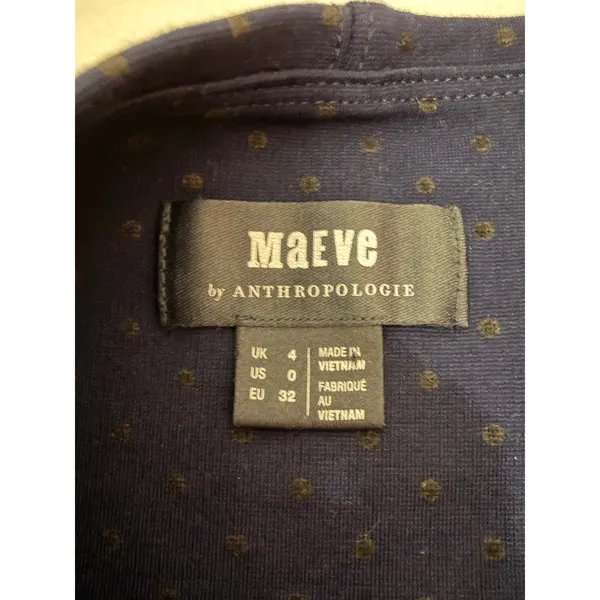 Maeve Anthropologie Sevigny Midi Skirt Navy Blue Textured Polka Dot Size 0 - Image 5