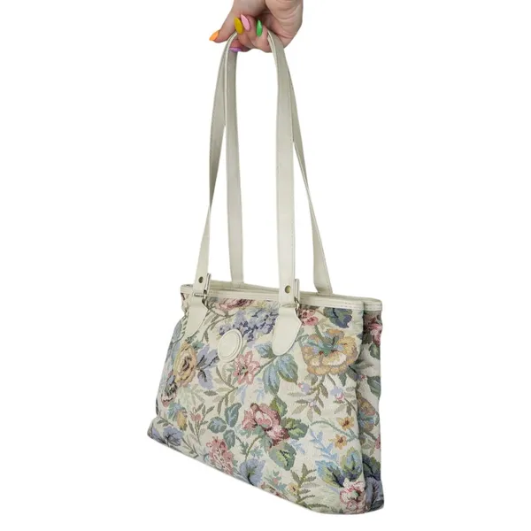 Vintage 80s Mitzi Floral Tapestry Shoulder Bag - Image 4