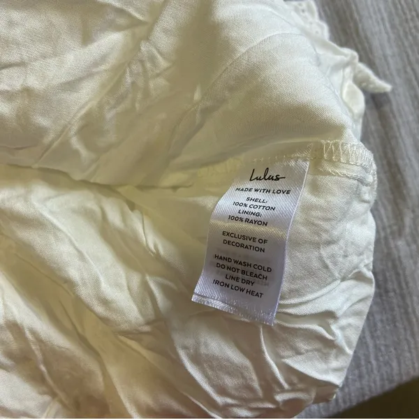 NWOT Lulus Morning in Mallorca White Cotton Eyelet Short Sleeve Mini Dress - Image 4