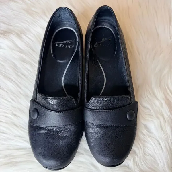 Dansko Olena Shimmer Leather Slip On Clogs Size 38 - Image 2