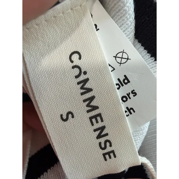Commense Striped Casual Strech Crop Bodycon Knit Top Black White Stripe S - Image 6