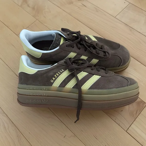 Adidas Gazelle Platform Brown Yellow Bold Sneakers Size 6.5 - Image 3