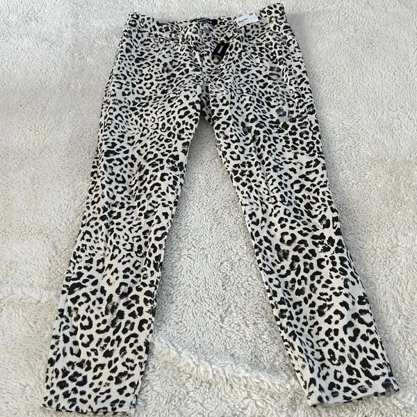 NWT Express Womens Sz 12 Cheetah Mid Rise Ankle Pants Teacher Cotton Fun Casual - Image 2