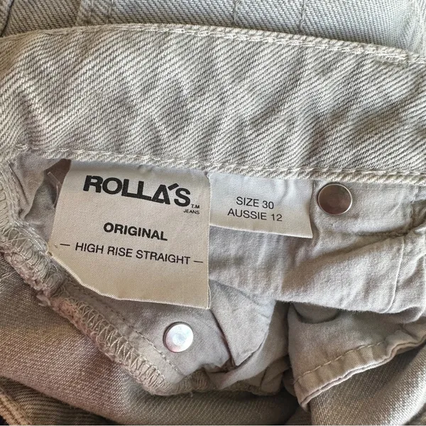 ROLLA'S Original High Rise Straight Jeans Stone Wash Grey 30 - Image 8
