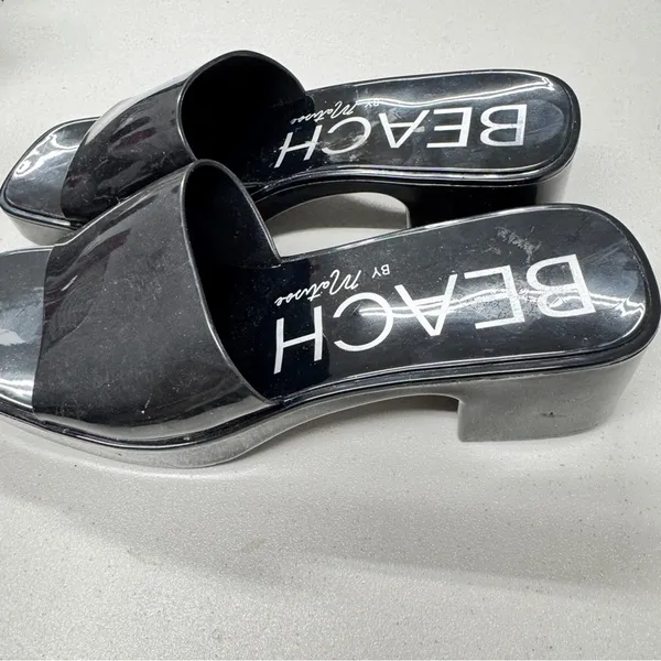Matisse Beach Black Rubber Slides Chunky Heel Womens 9 Sandal Casual Beachy Shoe - Image 5