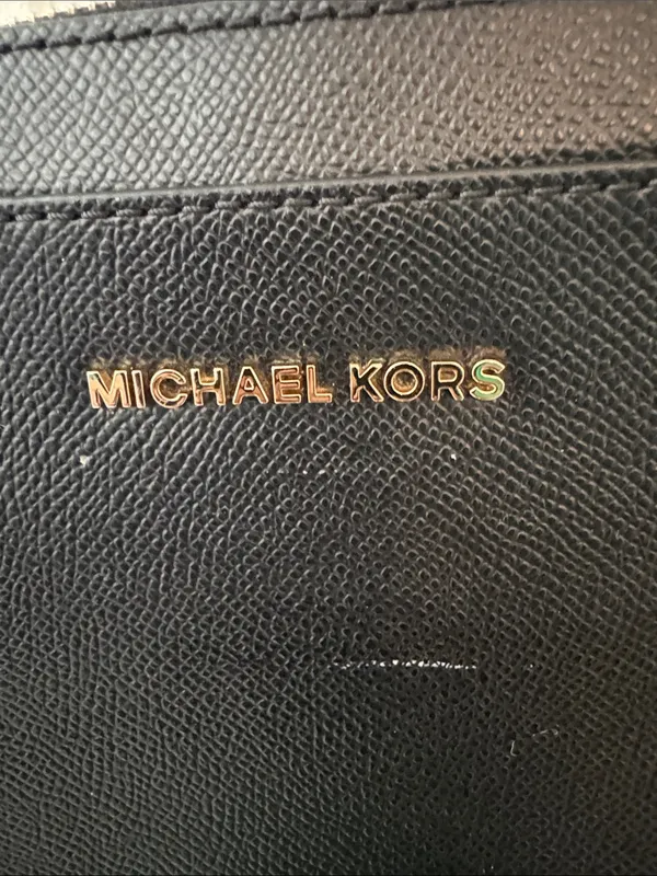 Michael Kors Black Leather Crossbody with Gold Chain Strap - Image 2