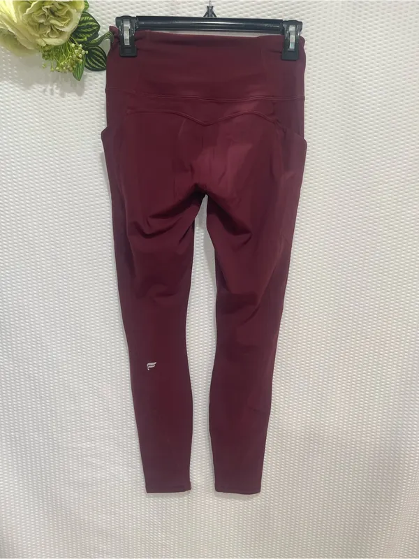 High-Waist Burgundy Seamless Leggings - Image 4