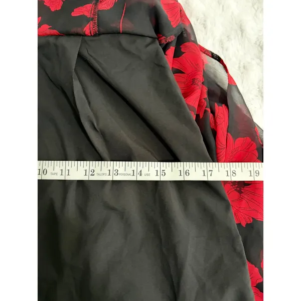 Lulus Best Occasion Black Red Floral Print Front Slit Party Event Maxi Dress S - Image 9