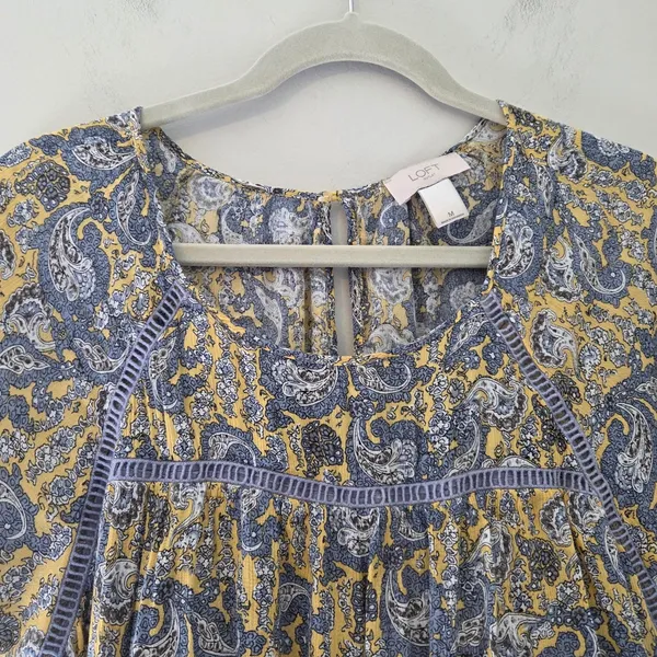 LOFT Outlet Yellow and Gray Peasant Blouse - Image 2