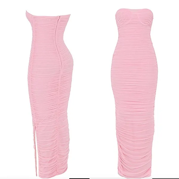 House of CB “Sofia” Fairy Pink Mesh Maxi‎ Dress strapless NWOT like fornarina XL - Image 5