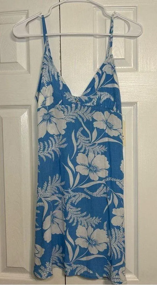 Billabong Blue & White Floral Mini Dress NWT - Image 2