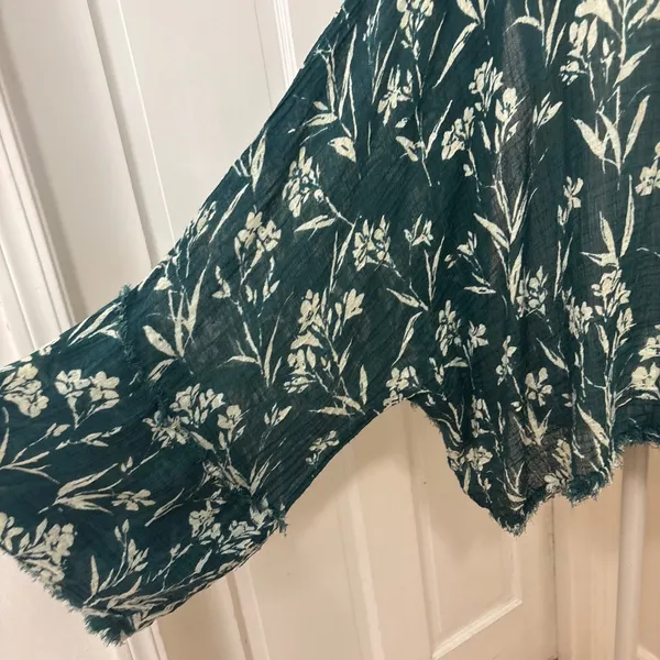 Free People FP One Kimono Cardigan XS/S Oversized Floral Gauze Boho Botanical‎ - Image 4