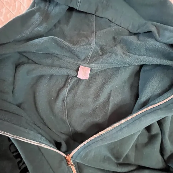 Savage X Fenty XL Dark Green Full Zip One Piece Sweat Suit Hooded Jumpsuit Cozy - Image 8