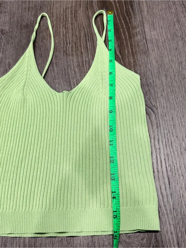 Lime Green Knit Cropped Tank Top - Image 6