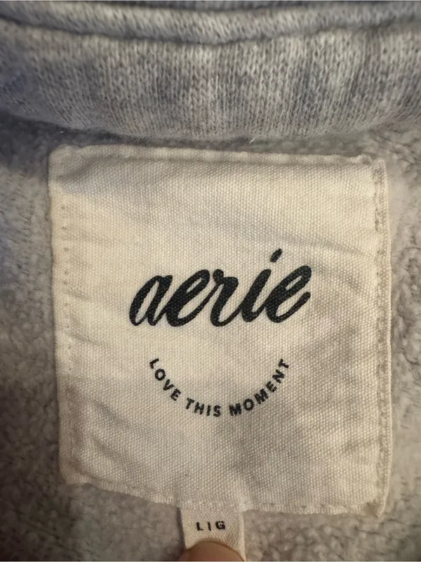 Aerie Oh Snap! Quarter-Snap Sweatshirt in Heather Gray - Size Large - Image 3