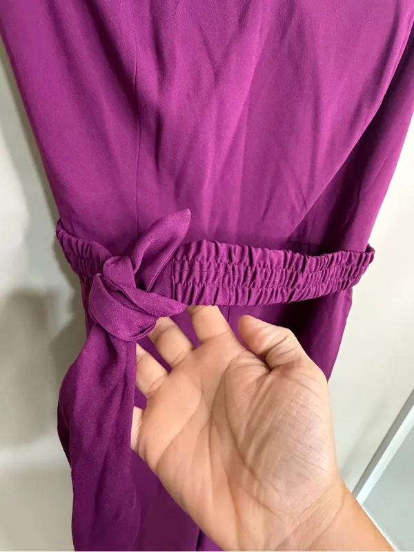 Lilly Pulitzer Strapless Plum Wide-Leg Jumpsuit with Self Tie - Image 6
