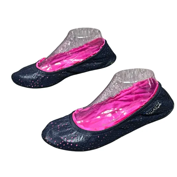 Ballasox Portable Ballet Flats Womens 8 Navy Blue Soft‎ Leather Foldable Shoes - Image 2
