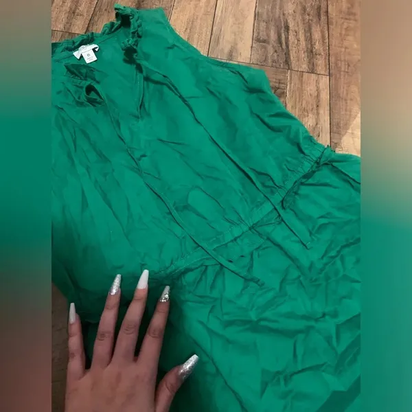 J.crew green tiered dress ruffle & tie summer prep resort classic formal party - Image 2