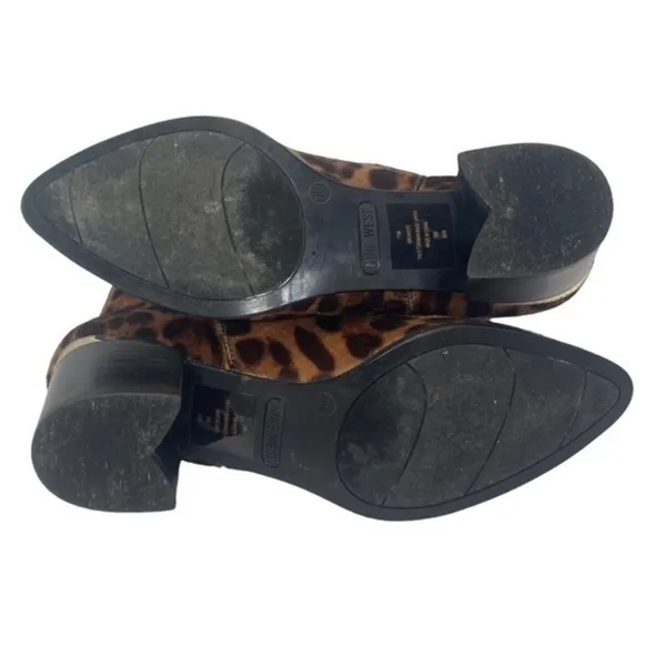 Nine West Leopard Animal Print Faux Fur Ankle Boots Block Heel Slip On Size 7.5 - Image 8