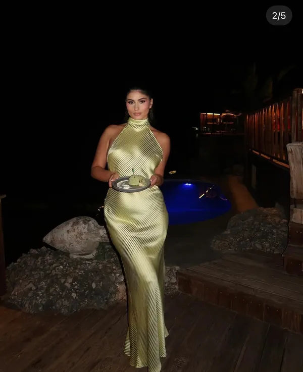Zara dress maxi halter scarf satin bodycon wedding party Evening Gown - Image 13