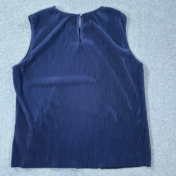 Pleione Blue Pleated Sleeveless Blouse Women's XL Round Neck Tank Top - Image 6
