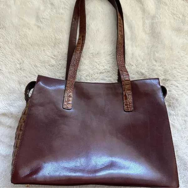 Brahmin Brown Leather And Croc Embossed Shoulder Bag - Image 8