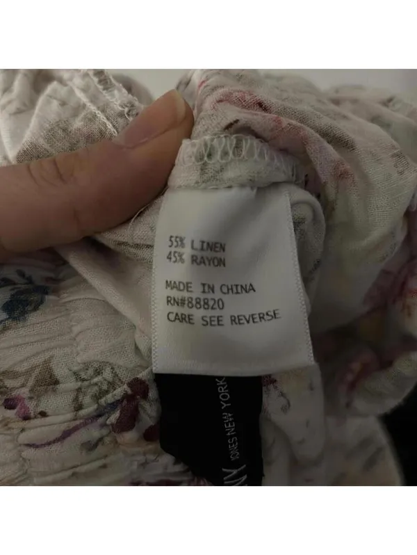 Vintage Jones New York off-white linen blend floral printed pants - Image 6