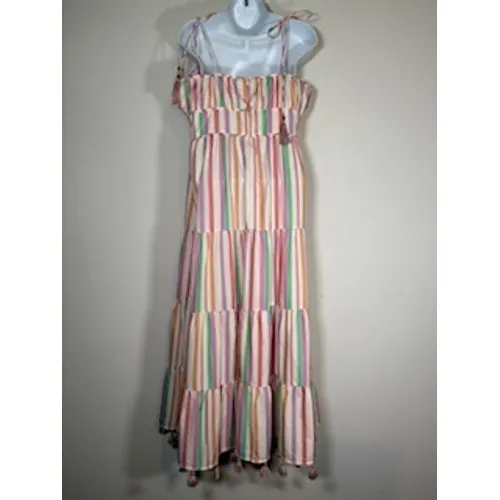 Chicwish Maxi Dress Multicolor Striped Tassel Tiered Boutique Summer Boho XL - Image 5