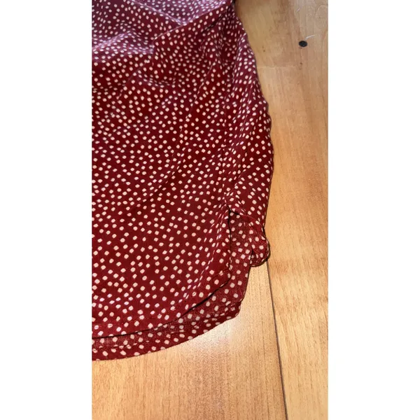 Old Navy‎ Womens Rust Orange Polka Dot V-Neck Short Sleeve Blouse Top Small - Image 5