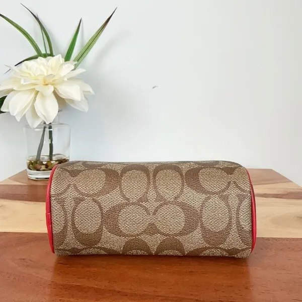 NWT Coach Dome Cosmetic‎ Case In Signature Canvas With Wild Strawberry - Image 5