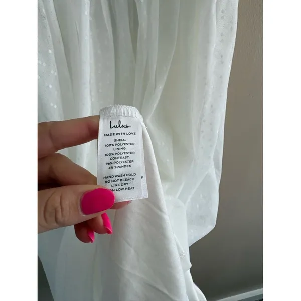 Lulus Darling Sweetheart White Swiss Dot Ruched Midi Dress Size XS bridal Shower - Image 10
