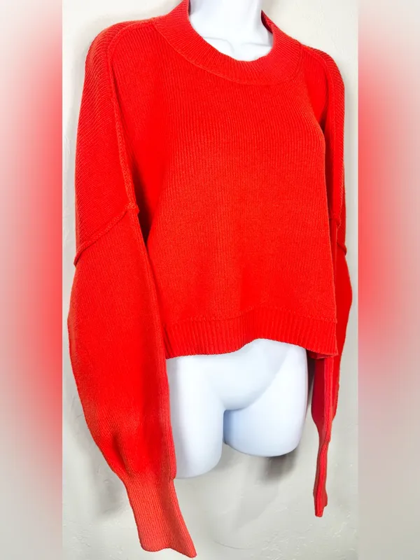 Free People Easy Street Cropped Pullover Oversized Sweater Size Small - Image 5