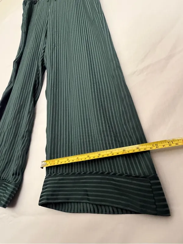 GapBody Satin PJ Pant M Green Stripe Pajama Pants Elastic Drawstring NWT(A911) - Image 5