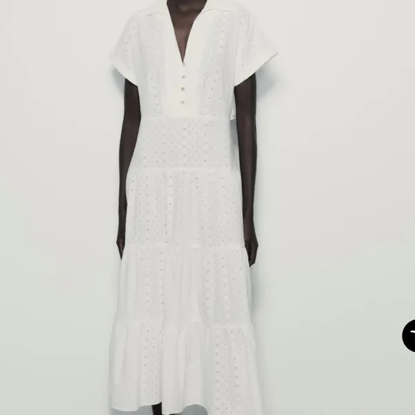 🌷- New Zara OPENWORK EMBROIDERED‎ MIDI SHIRT DRESS - Image 4