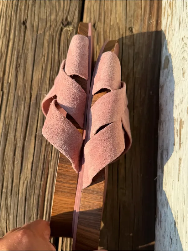 Cole Haan Pink Suede Criss Cross Slide Sandals Women’s Size 9B - Image 3