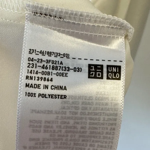 Uniqlo Womens Satin Long Sleeve Button Down Blouse Cream Off White 461887 Small - Image 7