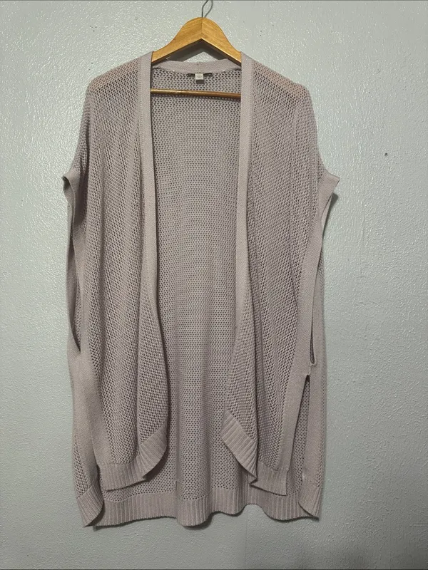 LOFT Pale Lilac Open Stitch Knit Cardigan Vest XS/S - Image 2