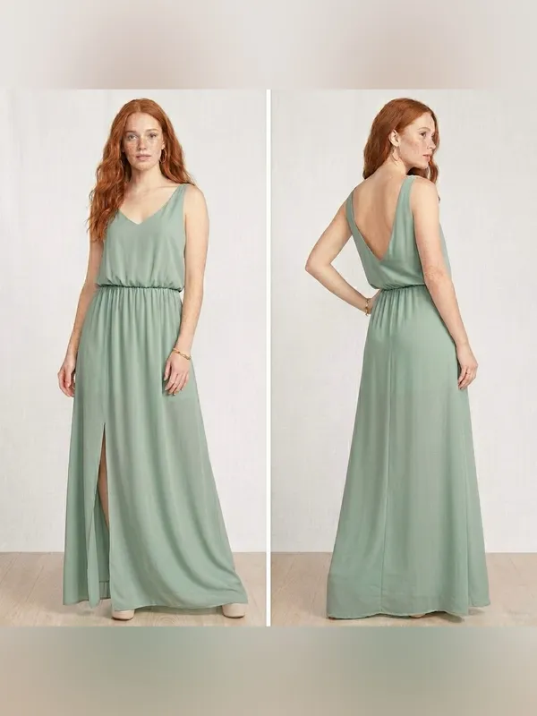 SHOW ME YOUR MUMU Women’s Kendal Maxi V-neck Sleeveless Maxi Dress Sage Size S - Image 2
